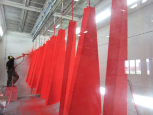 cabine poudrage marche escalier couleur ral rouge qualicolor la rochelle